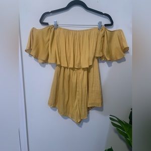 Off the shoulder yellow romper